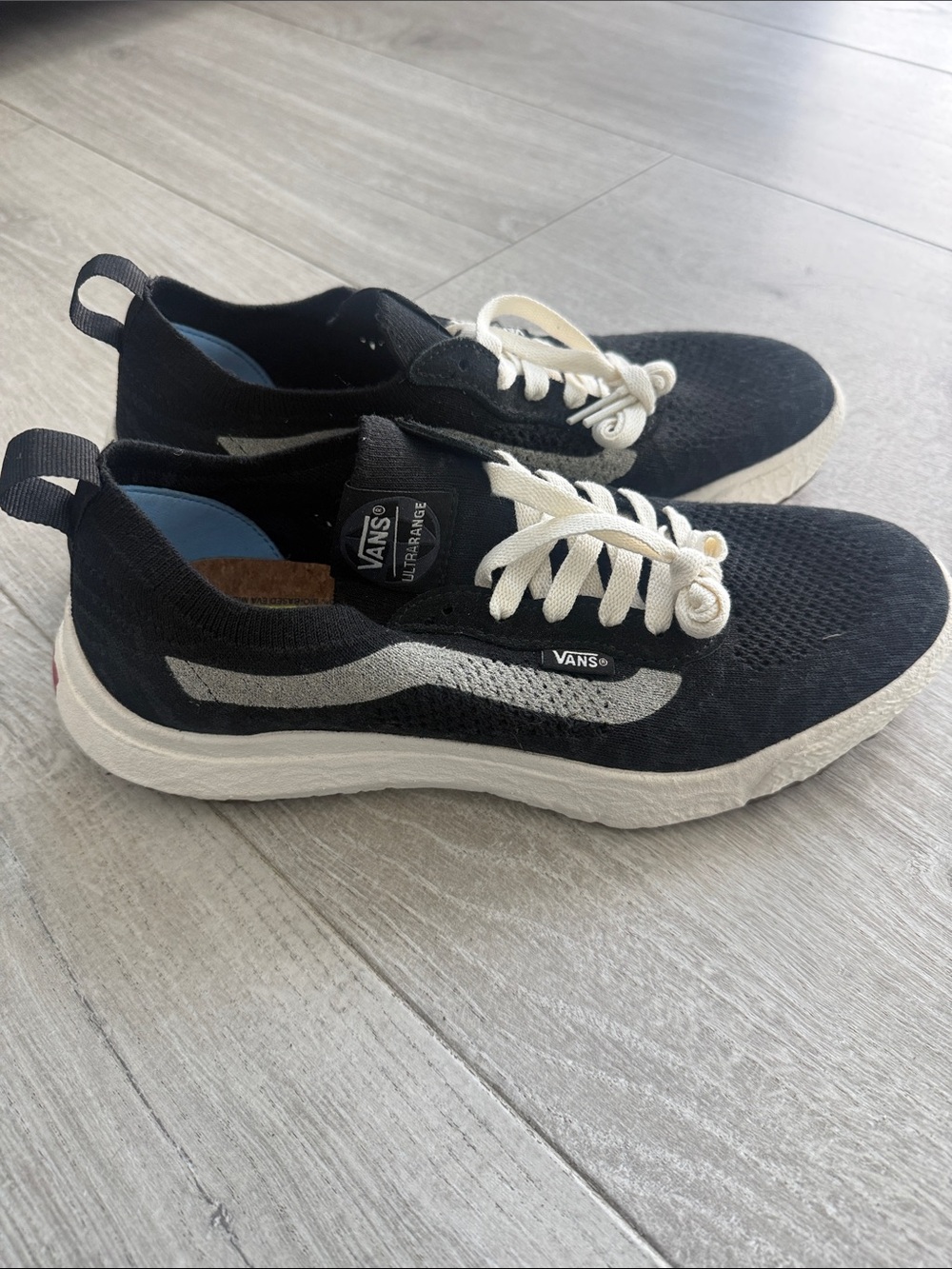 Vans Black Knit Lace-Up Sneakers with White Stripe